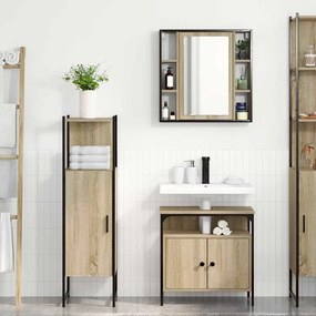 vidaXL Σετ Επίπλων Μπάνιου με ράφι 3 pcs Καφέ 33 x 33 x 120.5 εκ.