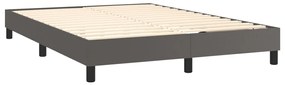 vidaXL Κρεβάτι Boxspring με Στρώμα Γκρι 140x200εκ. από Συνθετικό Δέρμα