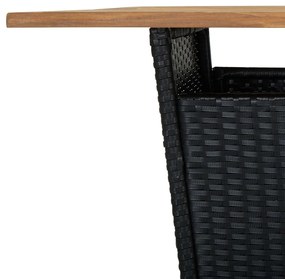 Τραπέζι Μπαρ Μαύρο 80x80x110 εκ. Συνθετικό Ρατάν / Ξύλο Ακακίας - Μαύρο