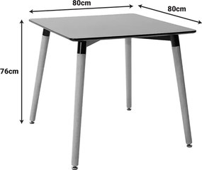 Τραπέζι Natali pakoworld MDF μαύρο-πόδια φυσικό 80x80x76εκ