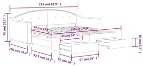 Καναπές Κρεβάτι Συρόμενος Σκούρο Γκρι 90x190 εκ Ύφασμα Συρτάρια - Γκρι