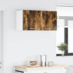 vidaXL Κρεμαστό ντουλάπι με αποθήκευση 2 pcs Καπνιστός Δρυς και Λευκό