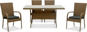 Σετ τραπεζαρίας "VANELLA" 5τμχ από wicker σε καφέ χρώμα 150x90x77