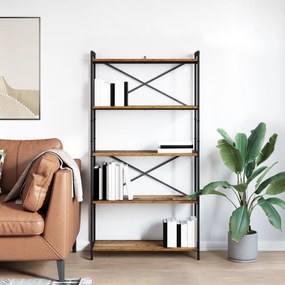 vidaXL Βιβλιοθήκη Παλαιό ξύλο 80 x 30 x 153 εκ Ξύλο και χάλυβας