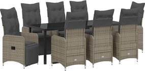 vidaXL Σέτ φαγητού για κήπο 9 pcs Μπεζ συνθετικό ρατάν