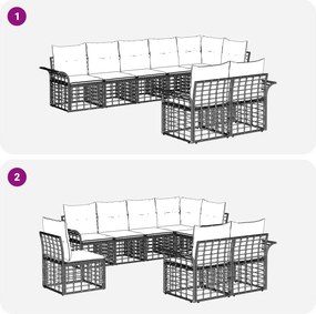 vidaXL Σειρά Καναπέ Εξωτερικού 8 pcs Φυσικό και Κρέμα Λευκό