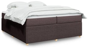 Κρεβάτι Boxspring με Στρώμα Σκούρο Καφέ 200x200 εκ. Υφασμάτινο - Καφέ