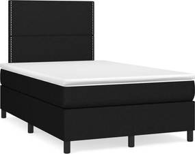 vidaXL Κρεβάτι Boxspring με Στρώμα Μαύρο 120x200 εκ. Υφασμάτινο