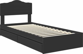 vidaXL Κρεβάτι Αποθήκης Μαύρο 100 x 200 cm Επεξεργασμένο Ξύλο