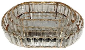 Διακοσμητικοί Δίσκοι (Σετ 3Τμχ) DWOA1008 27x17/30x21x12cm Gold Espiel Μέταλλο,Γυαλί