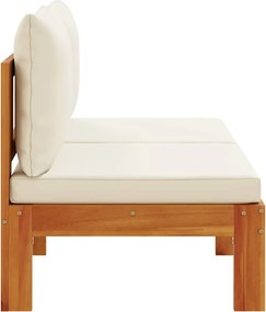 vidaXL Καναπές Κήπου Χωρίς Μπράτσα Διθέσιος Μασίφ Ακακία + Μαξιλάρια