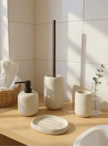 Stewehome Σετ μπάνιου 4 τεμαχίων με υφή πέτρας από ρητίνη Μπεζ