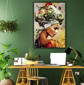 Πίνακας σε καμβά Γυναίκα με Λουλούδια στο Κεφάλι LUX22 65cm x 95cm