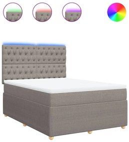 vidaXL Κρεβάτι Boxspring με Στρώμα Taupe 140x190 εκ. Υφασμάτινο