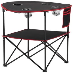 VEVOR Folding Portable Camping Table Oxford Outdoor Round Table 4 Cup Holders