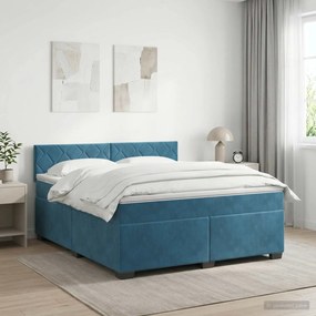 vidaXL Κρεβάτι box spring με στρώμα Σκούρο Μπλε 140 x 200 cm Βελούδο