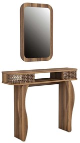Κονσόλα Με Καθρέπτη Damla 845HCT4002 105x30x85/51x76,5cm Walnut Μοριοσανίδα, Μελαμίνη