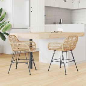 vidaXL Καρέκλα τραπεζαρίας 2 pcs Καλάμι και Σίδερο Φυσικό