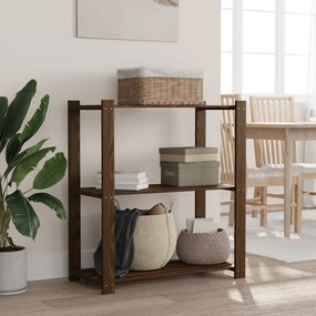 Ραφιέρα με 3 Ράφια Καφέ 80 x 38 x 90 εκ. από Μασίφ Ξύλο Πεύκου - Καφέ