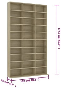 vidaXL Έπιπλο για CD Δρυς 102 x 16 x 177,5 εκ. από Επεξεργασμένο Ξύλο