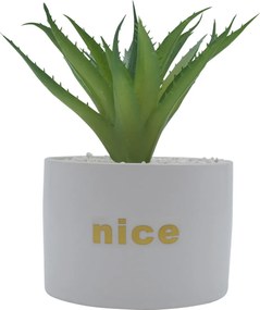 Τεχνητό Φυτό σε Κεραμικό Γλαστράκι "Nice" 11x17cm - Άσπρο