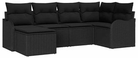vidaXL Σετ Καναπέ Κήπου με μαξιλάρι 6 pcs Μαύρο Πολυ ράταν