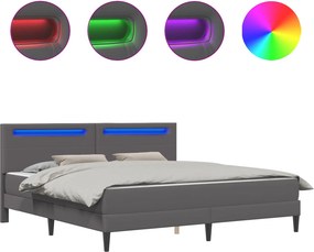 vidaXL Σκελετός κρεβατιού με στρώμα Γκρι 200 x 200 cm Τεχνητό Δέρμα