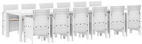 vidaXL Σέτ φαγητού για κήπο 13 pcs Λευκό Rattan Polt