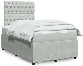 vidaXL Κρεβάτι Boxspring με Στρώμα Ανοιχτό Γκρι 120x200 εκ. Βελούδινο