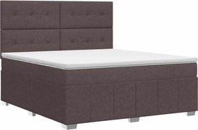 vidaXL Κρεβάτι box spring με στρώμα Σκούρο Καφέ 140 x 200 cm Ύφασμα