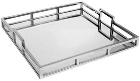 Διακοσμητικός Δίσκος Με Καθρέπτη MR19312 40x40cm Silver Espiel Steel,Glass