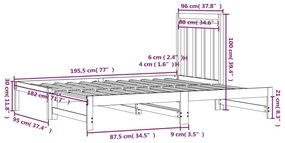 Καναπές Κρεβάτι Συρόμενος 2x(90x190) εκ. Μασίφ Ξύλο Πεύκου - Καφέ