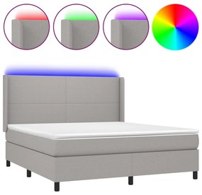 ΚΡΕΒΑΤΙ BOXSPRING ΜΕ ΣΤΡΩΜΑ &amp; LED ΑΝ.ΓΚΡΙ 160X200ΕΚ. ΥΦΑΣΜΑΤΙΝΟ 3138165