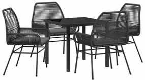 vidaXL Σέτ φαγητού για κήπο 5 pcs Μαύρο συνθετικό ρατάν