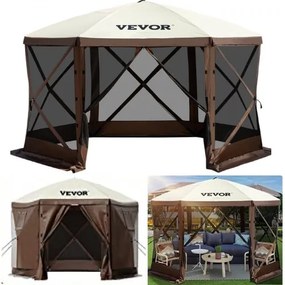 VEVOR Pop-up Camping Gazebo Camping Canopy Shelter 6 Sided 12&#039; x 12&#039; Sun Shade