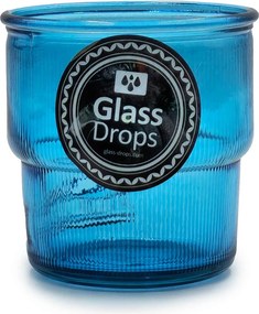 ΠΟΤΉΡΙΑ ΠΟΤΗΡΙ GLASS DROPS RIBBED 9CM 300CC AQUA BLUE