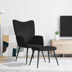 vidaXL Πολυθρόνα Relax Μαύρη Υφασμάτινη με Σκαμπό
