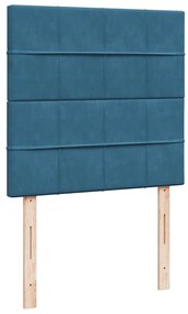 vidaXL Κρεβάτι Boxspring με Στρώμα Σκούρο Μπλε 90x200 εκ. Βελούδινο