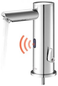 VEVOR Touchless Bathroom Sink Faucet, Automatic Motion Sensor Restroom Toilet Faucet, Hands Free Adjustable Cold Hot Single Handle Water Mixer Battery Operated for 9.5 mm Pipe,Brushed Nickel Silver