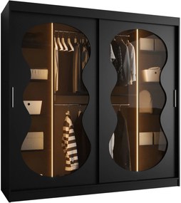 Ντουλάπα Bahrajn Curves 200 συρόμενη-Μαύρο-Μήκος: 200εκ