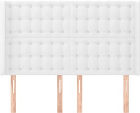 vidaXL Κεφαλάρι με Πτερύγια Λευκό 147x16x118/128 εκ. Συνθ. Δέρμα