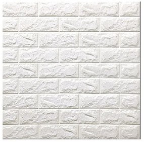 3D Ανάγλυφο Αυτοκόλλητο Τοίχου – Τουβλάκι Λευκό