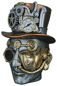 Διακοσμητικό ArteLibre Steampunk Ανδρικό Πρόσωπο Ασημί Polyresin 18x16x20cm