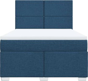 vidaXL Κρεβάτι Boxspring με Στρώμα Μπλε 140x190 εκ. Υφασμάτινο