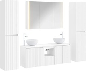 vidaXL Σετ Επίπλων Μπάνιου 6 pcs Λευκό Επεξεργασμένο Ξύλο και Γυαλί