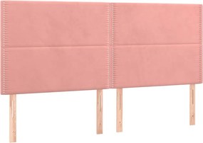 vidaXL Κρεβάτι Boxspring με Στρώμα Ροζ 200x200 εκ. Βελούδινο
