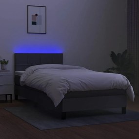 ΚΡΕΒΑΤΙ BOXSPRING ΜΕ ΣΤΡΩΜΑ &amp; LED ΣΚ.ΓΚΡΙ 100X200 ΕΚ ΥΦΑΣΜΑΤΙΝΟ 3133134