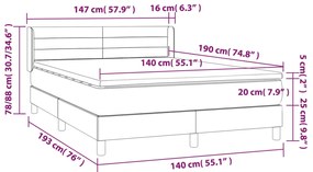 Κρεβάτι Boxspring με Στρώμα Ανοιχτό Γκρι 140x190 εκ. Υφασμάτινο - Γκρι