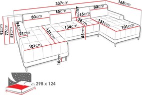 Γωνιακός καναπές Aris XL-Mpez - 337.00Χ168.00Χ92.00cm