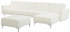 Γωνιακός Καναπές Berwyn G112, Λειτουργία ύπνου, Άσπρο, 347x168x83cm, Πόδια: Μέταλλο